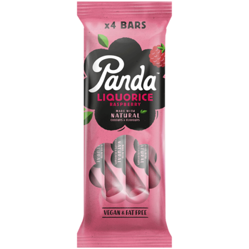 Natural Raspberry Liquorice Bars 4x32g Panda™ Licorice