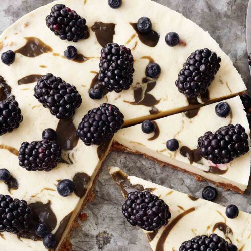 Cheesecake with liquorice marble pattern